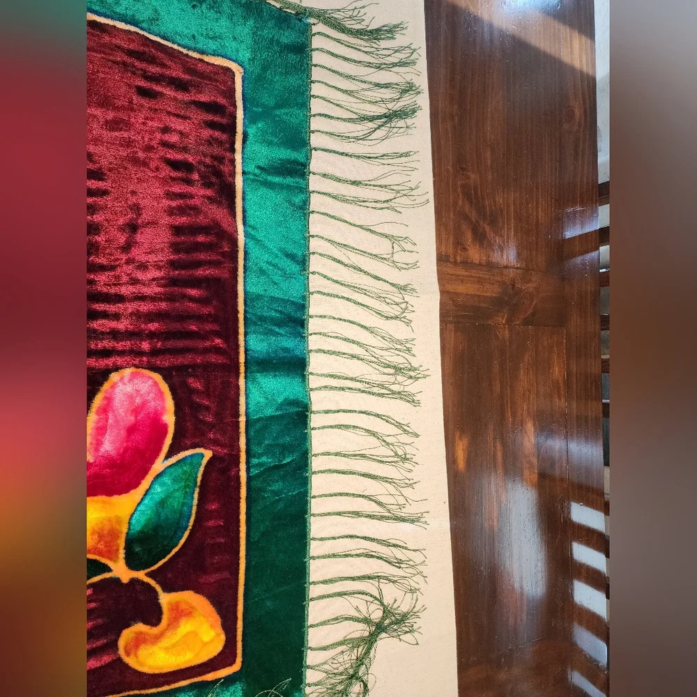 Vintage Velvet Piano Scarf Tablecloth Tapestry 35x32